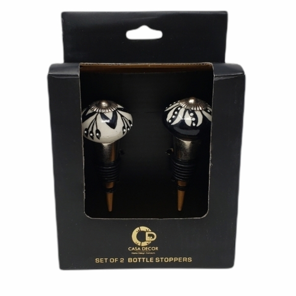 CASA DECOR ceramic wine bottle stoppers set - Picture 1 of 4